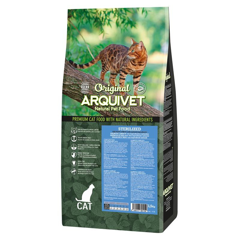 ARQUIVET CAT Original dla kotów sterylizowanych łosoś z ryżem 1,5 kg - 1